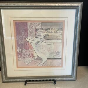 Home Decor Wall hanging Bathroom theme vintage inspired Framed decorative pink